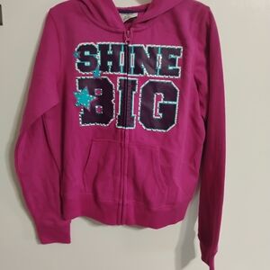 Danskin Hot Pink Zip-Up Hoodie with 'SHINE BIG' Graphic